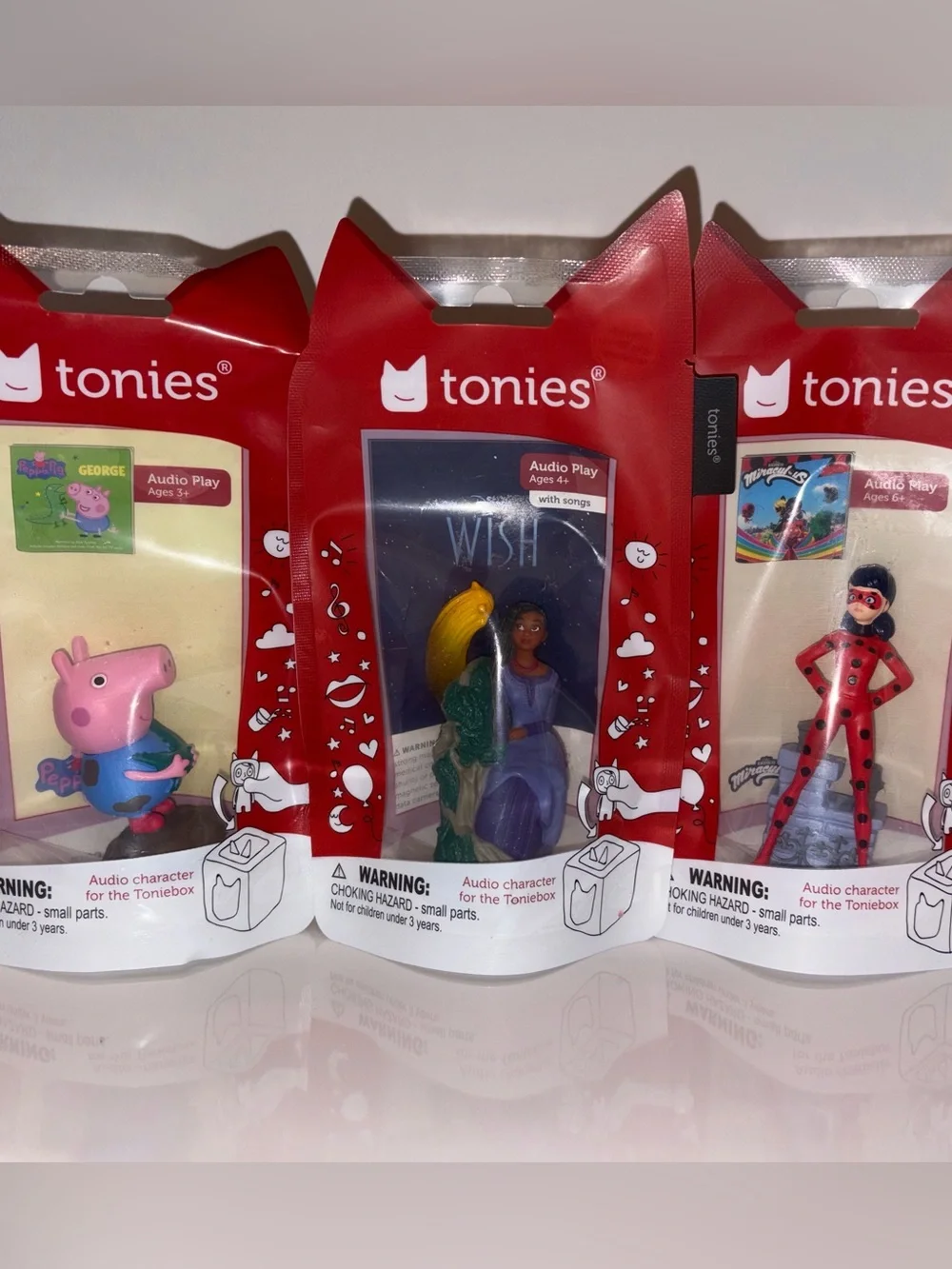 Tonies - Peppa Pig ,Disney’s WISH & Miraculous Cat Noir (3PC Bundle)